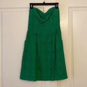 Strapless green dress
